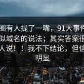 安全圈有人提了一嘴，91大事件 - 关于相似域名的说法；其实答案很简单但没人说！！我不下结论，但信号很明显