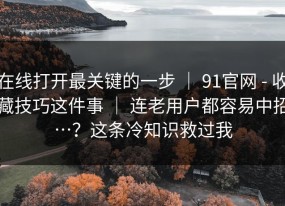 在线打开最关键的一步 ｜ 91官网 - 收藏技巧这件事 ｜ 连老用户都容易中招…？这条冷知识救过我
