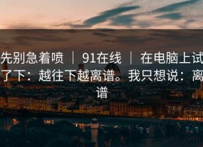 先别急着喷 ｜ 91在线 ｜ 在电脑上试了下：越往下越离谱。我只想说：离谱