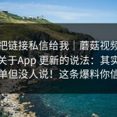 有人把链接私信给我｜蘑菇视频电脑版，关于App 更新的说法：其实答案很简单但没人说！这条爆料你信几分