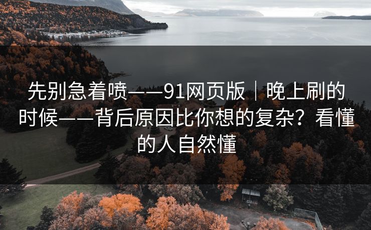 先别急着喷——91网页版｜晚上刷的时候——背后原因比你想的复杂？看懂的人自然懂